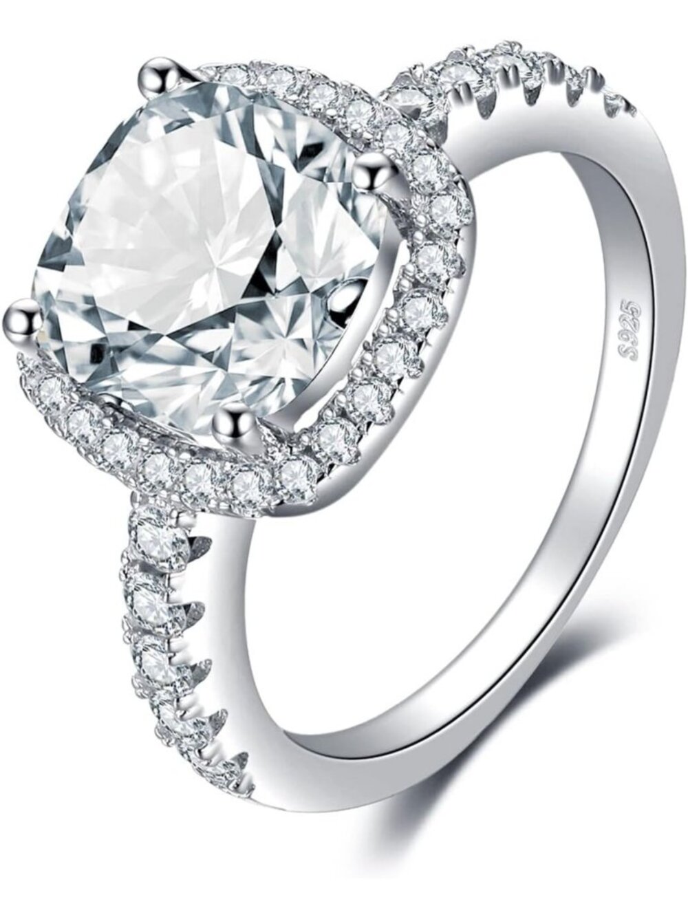 Stunning 3ct Cubic Zirconia Halo Engagement Ring for Women - Elegant Bridal